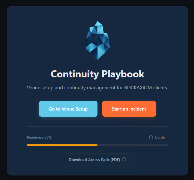 Continuity Playbook Dashboard